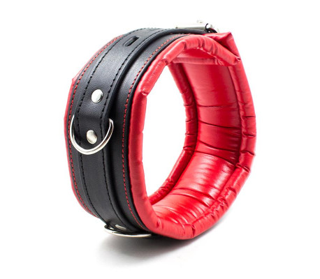 Collar con Correa de Metal e Interior Acolchado Negro/Rojo