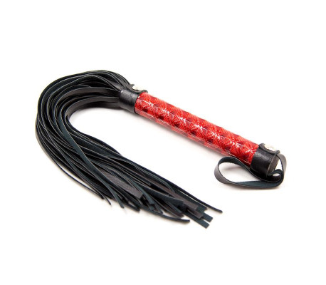 Flogger Patron de Diamante y Mango de Metal 39 cm Rojo