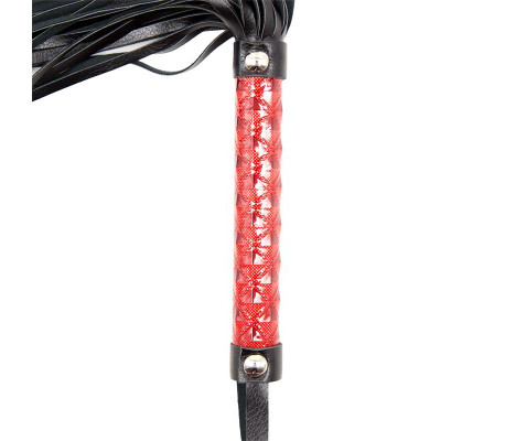 Flogger Patron de Diamante y Mango de Metal 39 cm Rojo