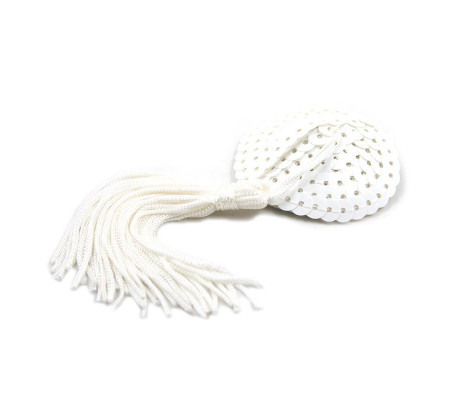 Pezoneras con Lentejuelas y Borla Blanco