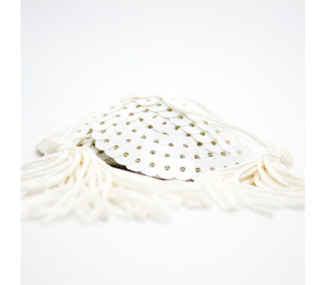 Pezoneras con Lentejuelas y Borla Blanco