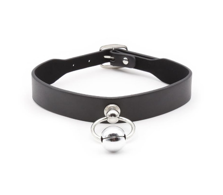 Collar con Aro y Cascabel Negro