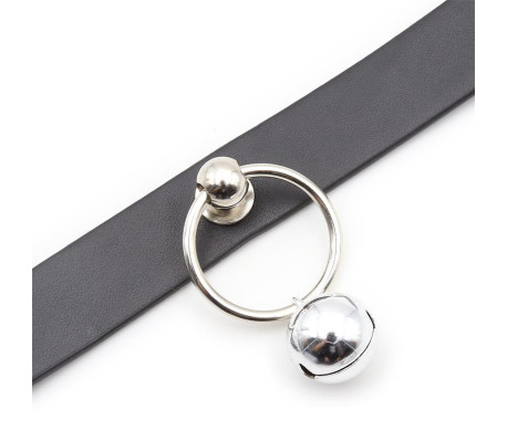 Collar con Aro y Cascabel Negro