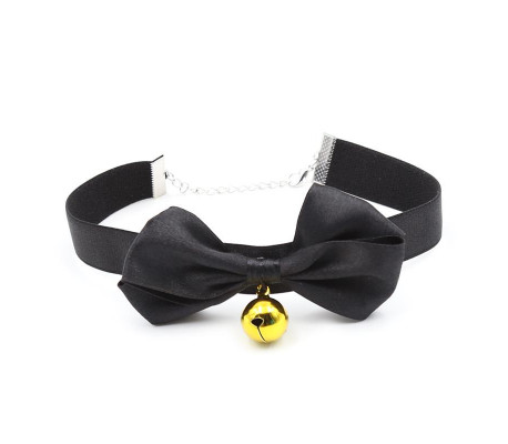 Collar con Lazo y Cascabel 29 cm Negro M