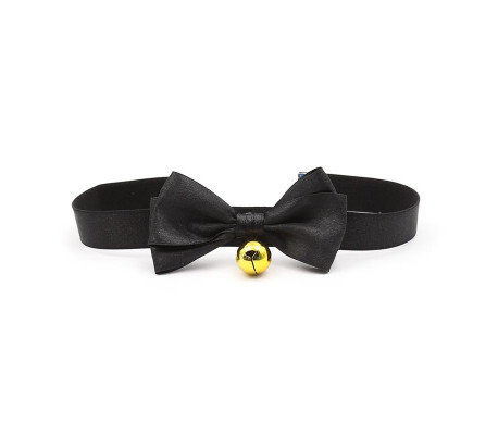 Collar con Lazo y Cascabel 29 cm Negro M