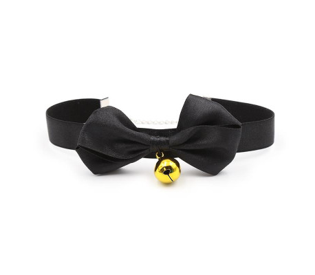 Collar con Lazo y Cascabel 29 cm Negro M