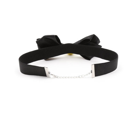 Collar con Lazo y Cascabel 29 cm Negro M
