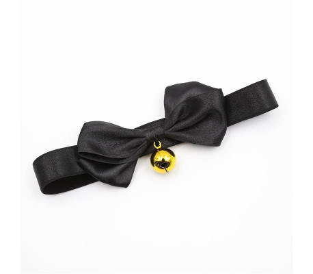 Collar con Lazo y Cascabel 29 cm Negro M
