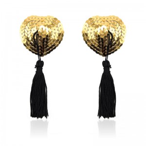 Pezonera de Corazón con Lentejuelas Doradas