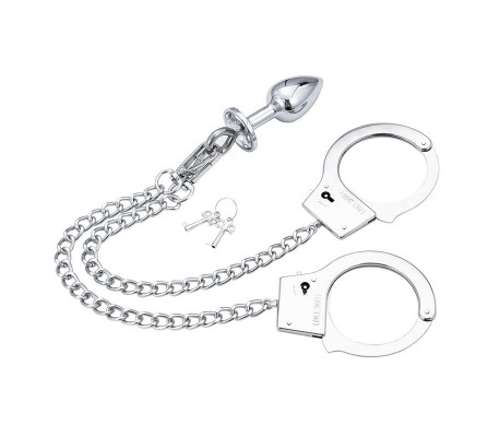 Esposas de Metal con Cadena y Plug Anal