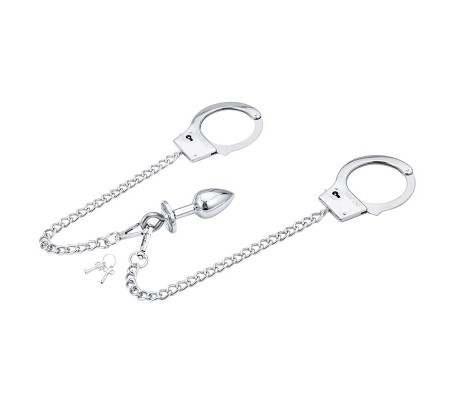 Esposas de Metal con Cadena y Plug Anal