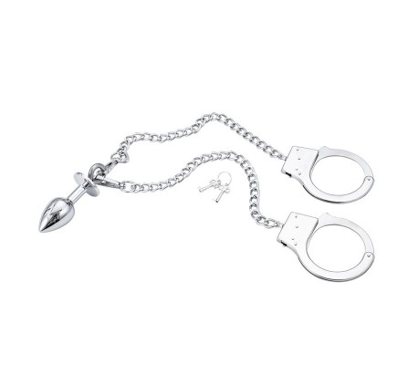 Esposas de Metal con Cadena y Plug Anal