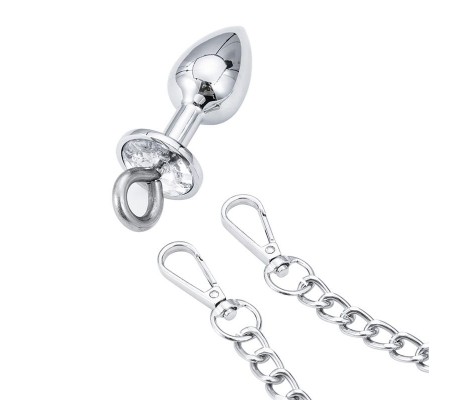 Esposas de Metal con Cadena y Plug Anal