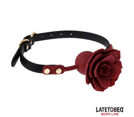 Mordaza Bola Silicona Transpitable Adorno Rosa Ajustable 47-56 cm