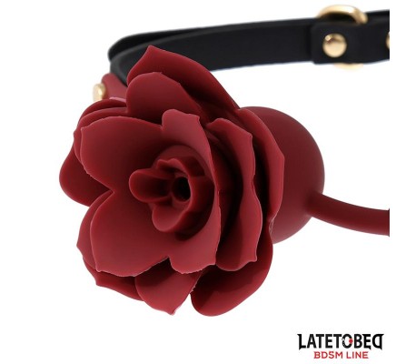 Mordaza Bola Silicona Transpitable Adorno Rosa Ajustable 47-56 cm