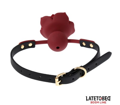 Mordaza Bola Silicona Transpitable Adorno Rosa Ajustable 47-56 cm