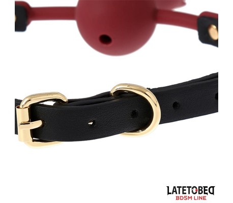 Mordaza Bola Silicona Transpitable Adorno Rosa Ajustable 47-56 cm