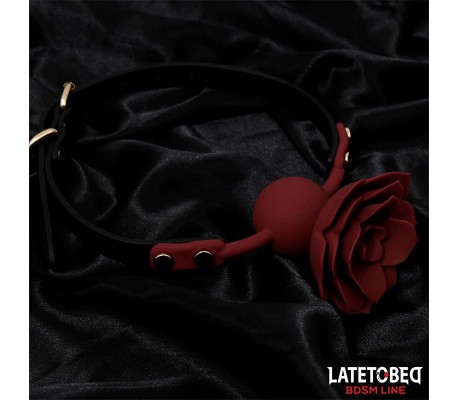 Mordaza Bola Silicona Transpitable Adorno Rosa Ajustable 47-56 cm