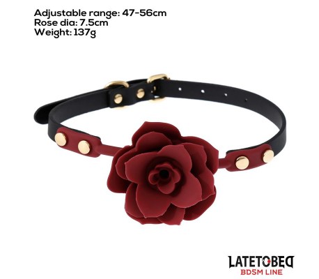 Mordaza Bola Silicona Transpitable Adorno Rosa Ajustable 47-56 cm