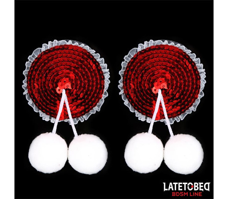 Pezoneras con Lentejuelas Rojas y Pompones Blancos
