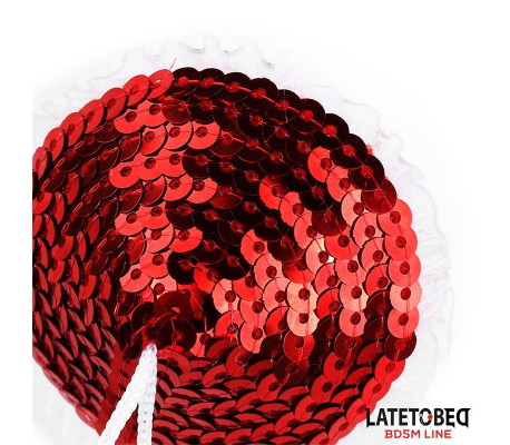 Pezoneras con Lentejuelas Rojas y Pompones Blancos