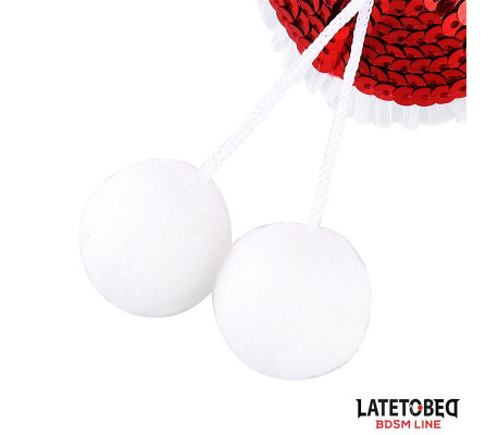 Pezoneras con Lentejuelas Rojas y Pompones Blancos