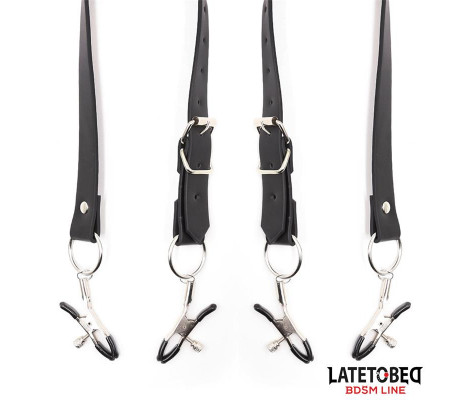 Correas de Bondage para Piernas con Pinzas para Clítoris