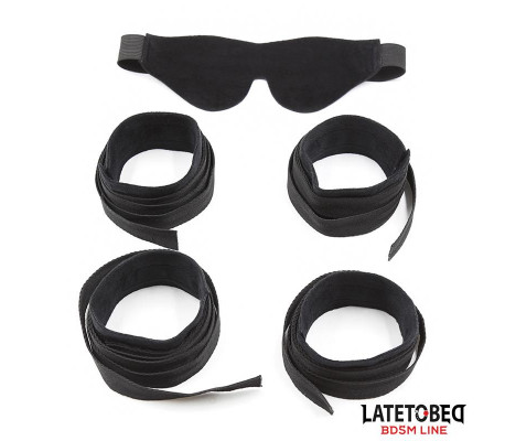 Set de Resticciones 3 Piezas Antifaz, Esposas Muñecas y Tobillos Ajustables