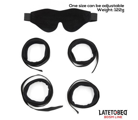 Set de Resticciones 3 Piezas Antifaz, Esposas Muñecas y Tobillos Ajustables