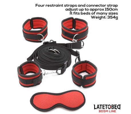 Restricciones para la Cama con Antifaz Esposas Ajustables y Desmontables
