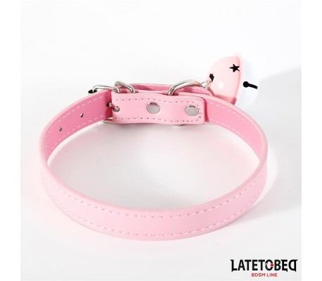 Collar con Cascabel Ajustable Rosa