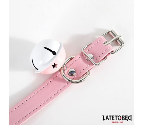 Collar con Cascabel Ajustable Rosa