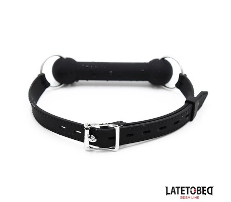 Mordaza Hueso Silicona Negro Ajustable