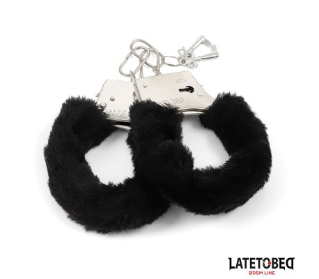 Esposas de Metal Furry con Pelo Negro