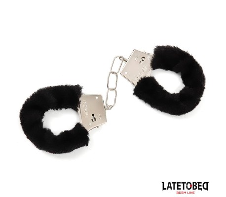 Esposas de Metal Furry con Pelo Negro
