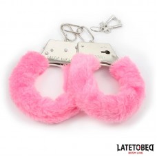 Esposas de Metal Furry con Pelo Rosa