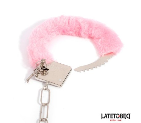 Esposas de Metal Furry con Pelo Rosa
