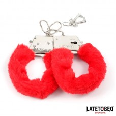 Esposas de Metal Furry con Pelo Rojo