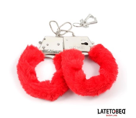 Esposas de Metal Furry con Pelo Rojo