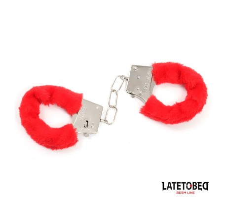 Esposas de Metal Furry con Pelo Rojo