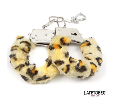 Esposas de Metal Furry con Pelo Animal Print Leopardo