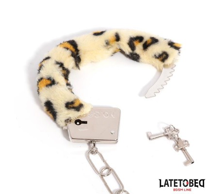 Esposas de Metal Furry con Pelo Animal Print Leopardo