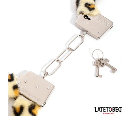Esposas de Metal Furry con Pelo Animal Print Leopardo