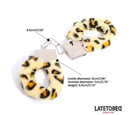 Esposas de Metal Furry con Pelo Animal Print Leopardo