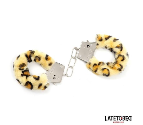Esposas de Metal Furry con Pelo Animal Print Leopardo