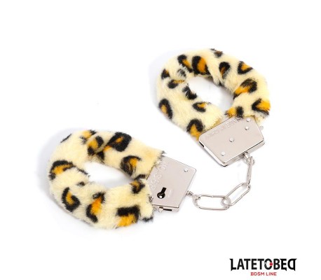 Esposas de Metal Furry con Pelo Animal Print Leopardo