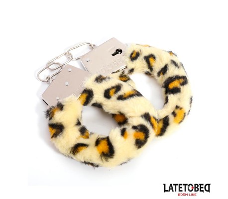 Esposas de Metal Furry con Pelo Animal Print Leopardo