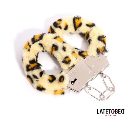 Esposas de Metal Furry con Pelo Animal Print Leopardo