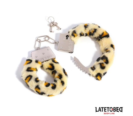 Esposas de Metal Furry con Pelo Animal Print Leopardo