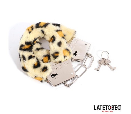 Esposas de Metal Furry con Pelo Animal Print Leopardo